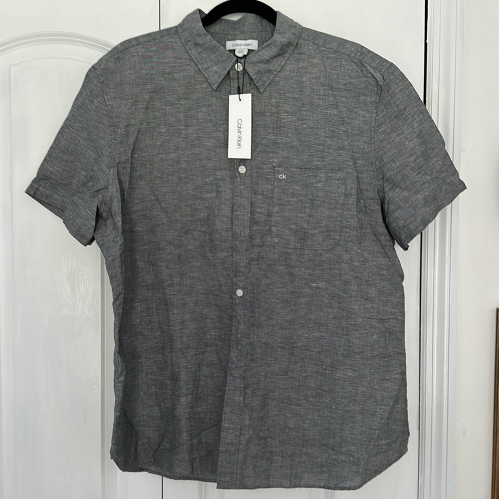 Calvin Klein men’s short sleeve linen blend shirt size XL